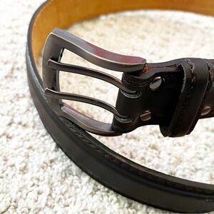 Men's Deep Brown Dress Leather Belt Sz 32 Formal Classic Modern Western Wedding